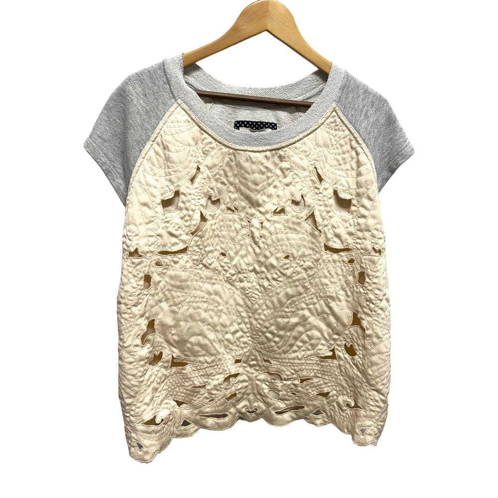 Anthropologie Saturday Sunday Laser Cut Out Tee Size Large Terry Back